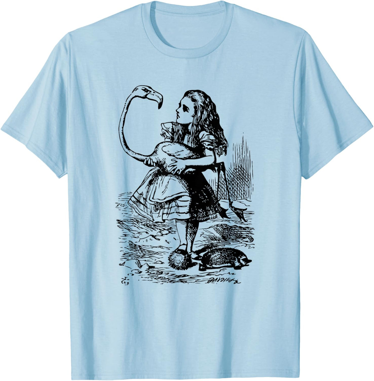 Big Texas Alice in Wonderland Alice Flamingo Croquet T-Shirt - T-Shirt | Light Blue