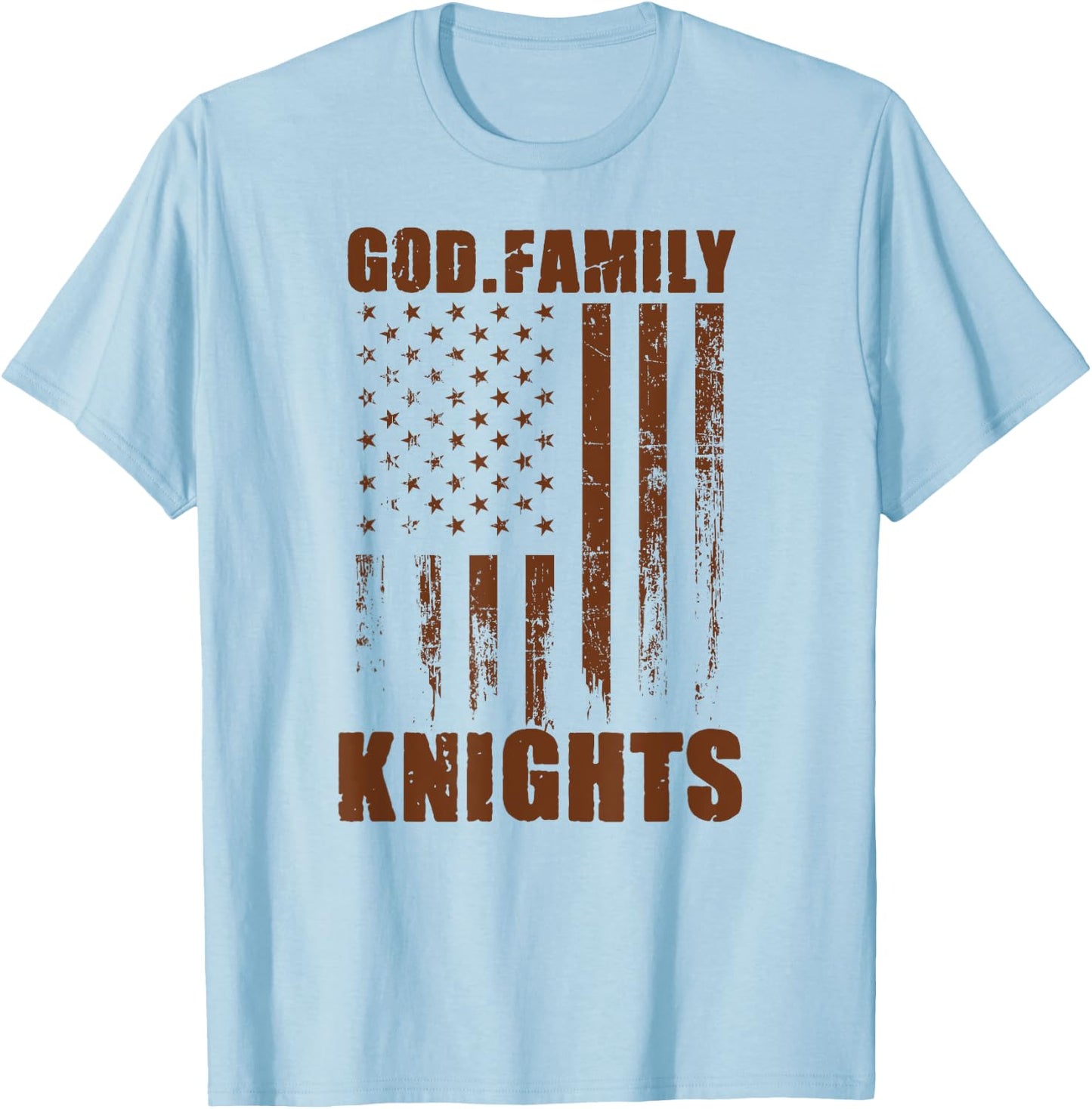 Mount View Knights God. Family. Vintage USA Flag T-Shirt - T-Shirt | Light Blue