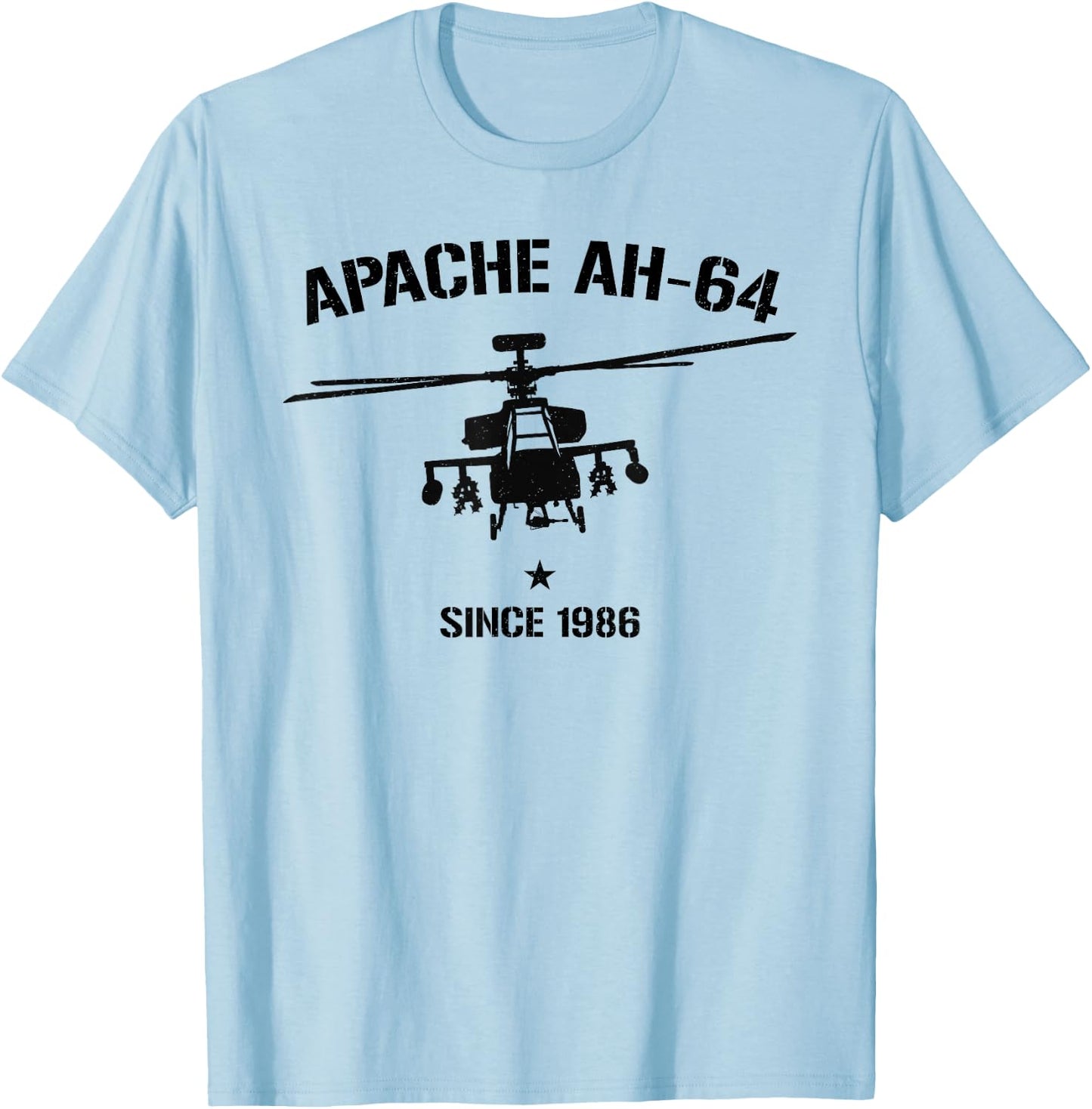 Apache AH-64 Shirt Vintage Army Helicopter T-Shirt - T-Shirt | Light Blue