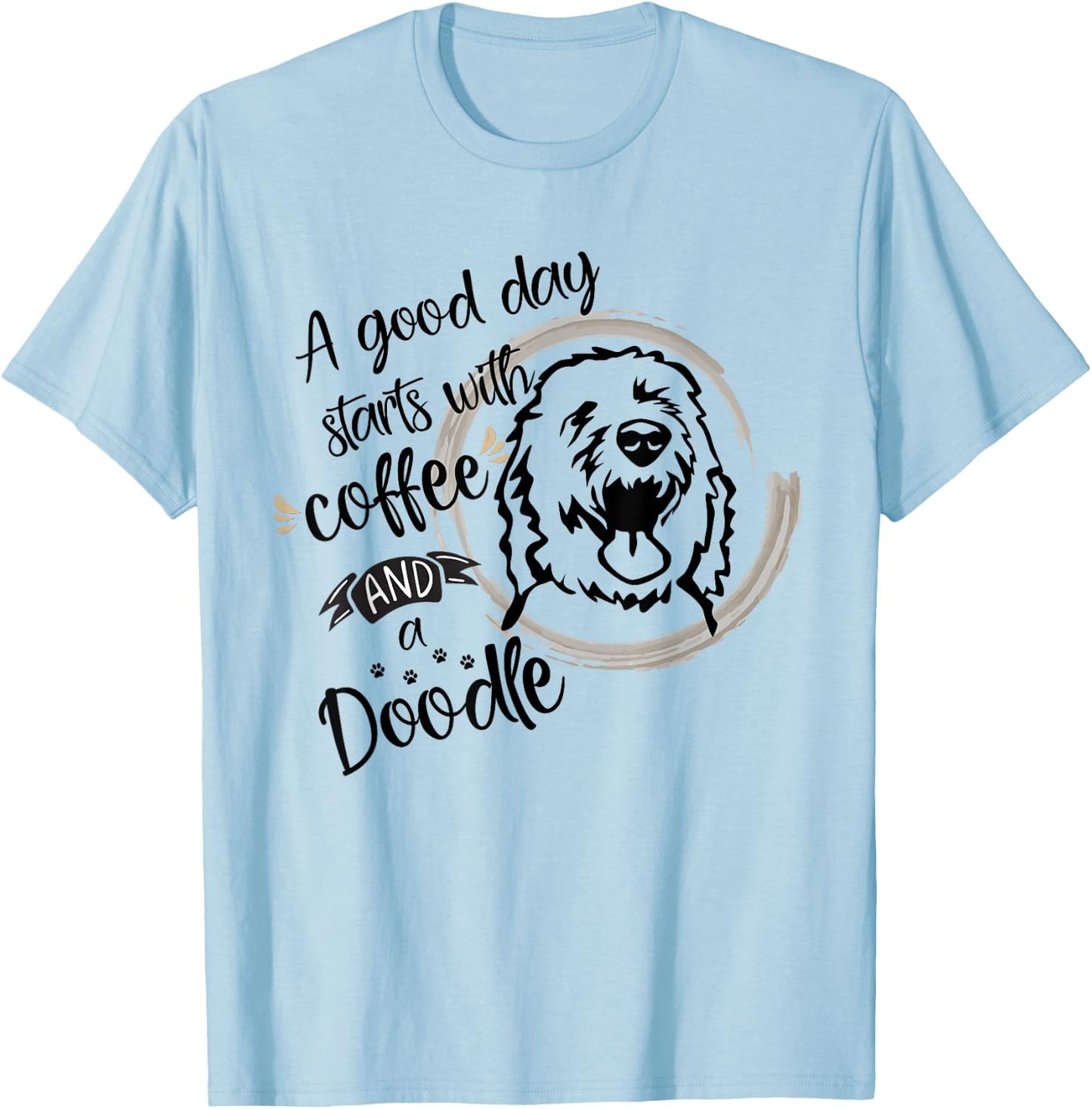Coffee Doodle Mom Airedoodle Springerdoodle Bordoodle T-Shirt - T-Shirt | Light Blue