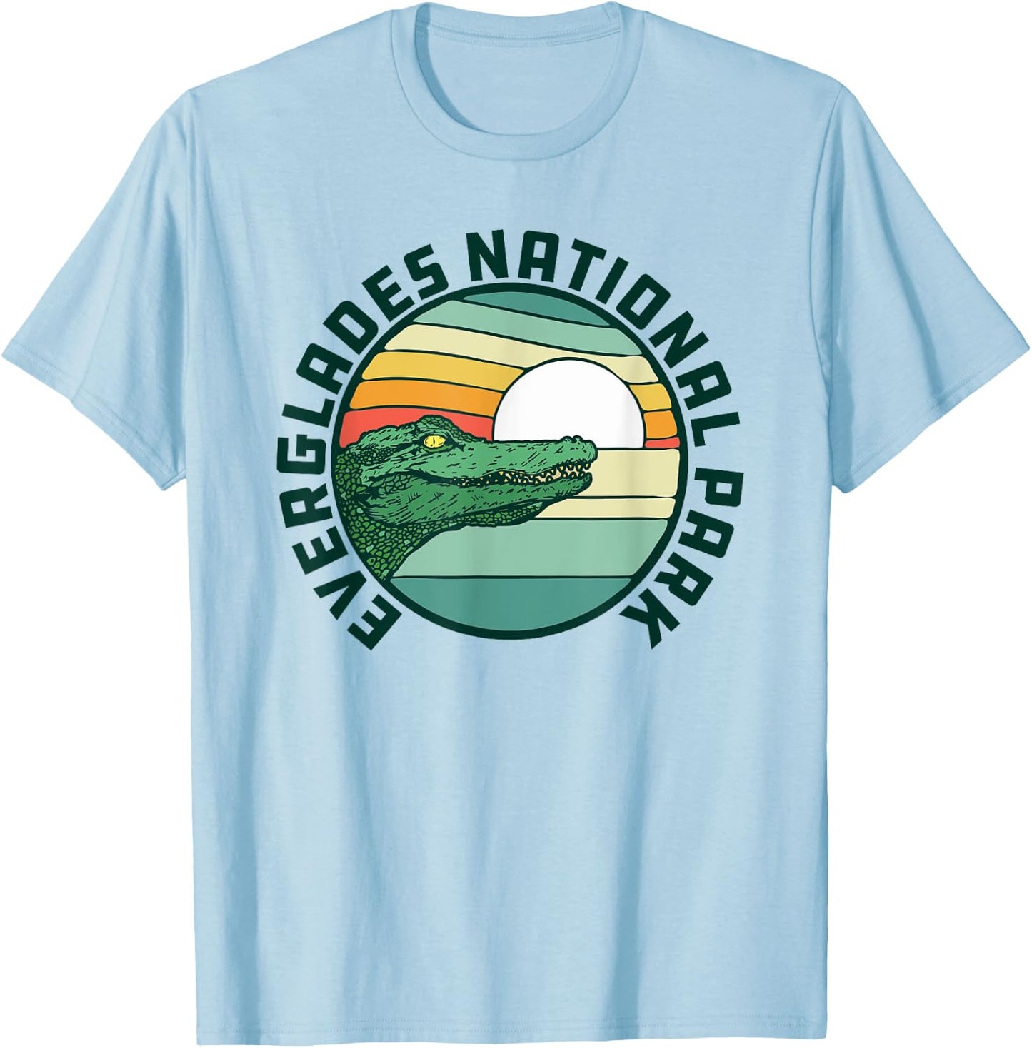 Everglades National Park Retro Alligator 80's Style Graphic T-Shirt - T-Shirt | Light Blue