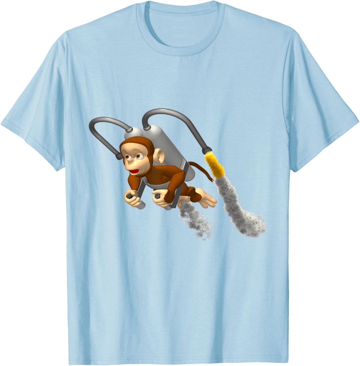 Monkey Flying With Jetpack T-Shirt - T-Shirt | Light Blue