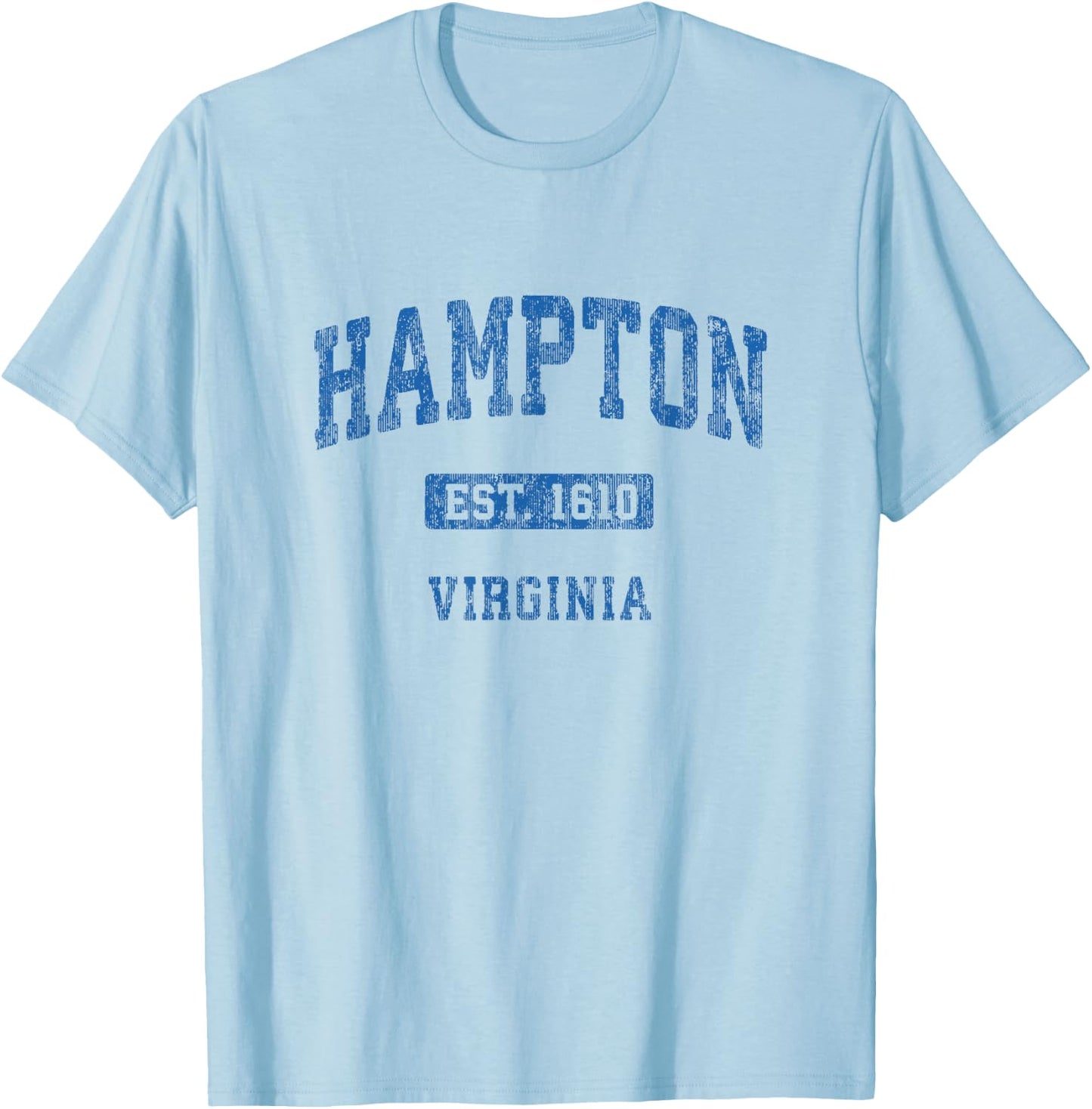 Hampton Virginia VA Vintage Athletic Sports Design T-Shirt - T-Shirt | Light Blue
