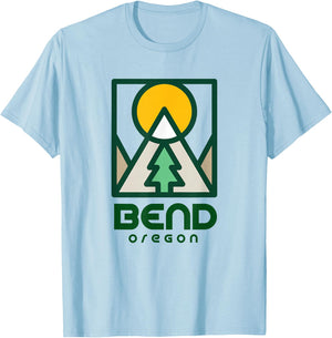 Bend Oregon Mountain Sunset Vacation T-Shirt - T-Shirt | Light Blue
