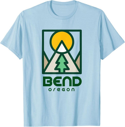 Bend Oregon Mountain Sunset Vacation T-Shirt - T-Shirt | Light Blue