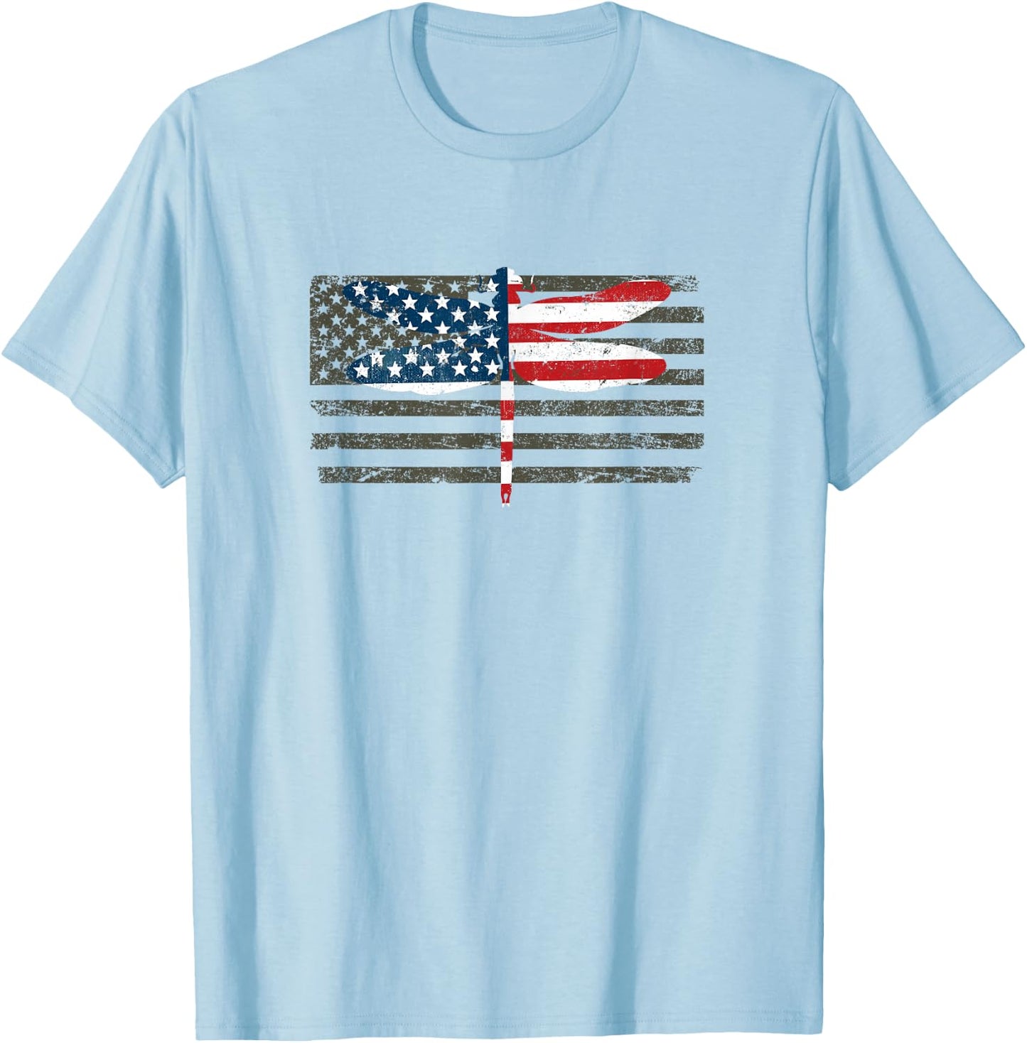 4th of July Dragonfly Patriotic US American Flag Kids Men T-Shirt - T-Shirt | Light Blue