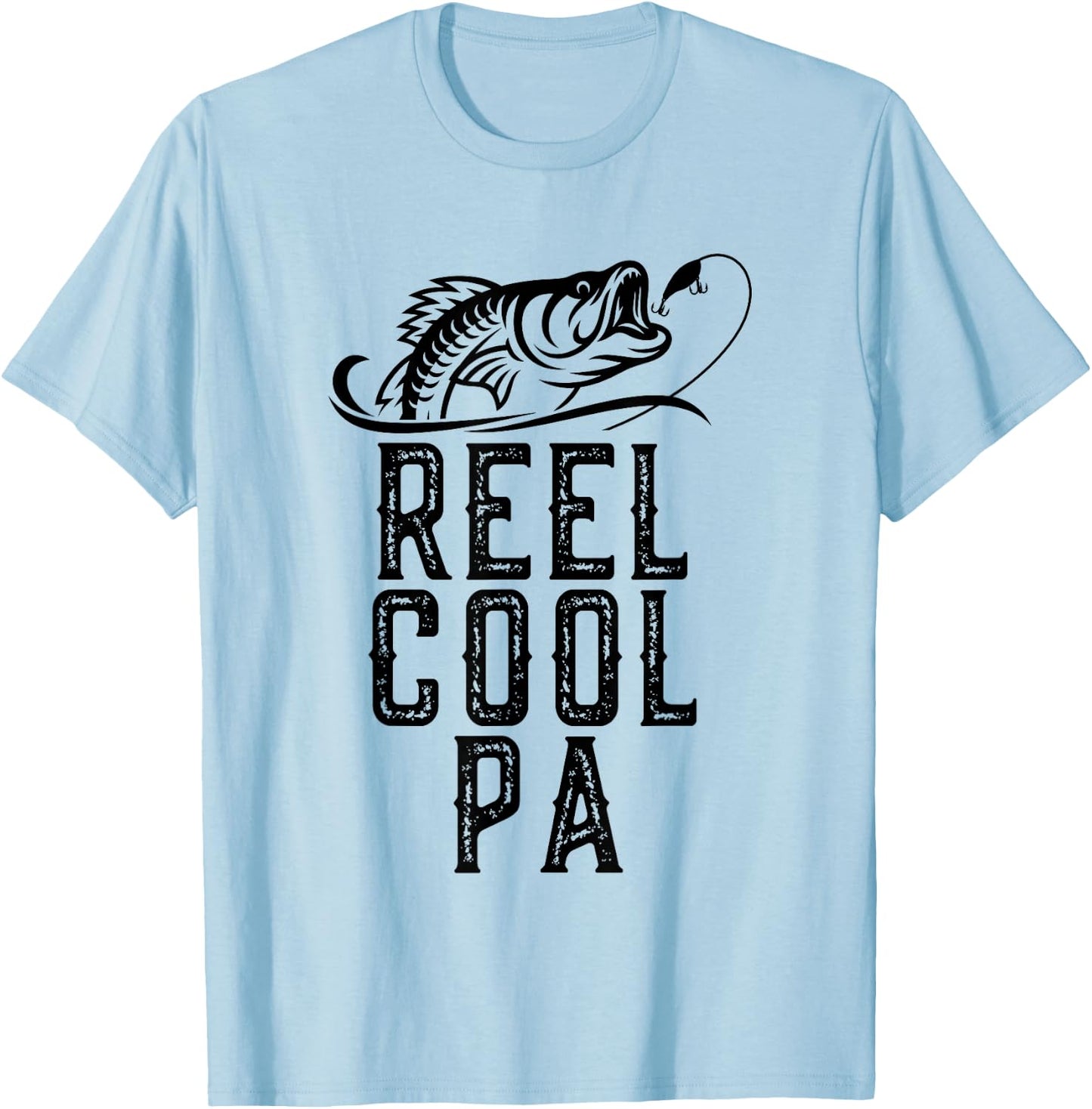 Reel Cool Pa Fishing Fisherman Funny Grandpa Retro T-Shirt - T-Shirt | Light Blue