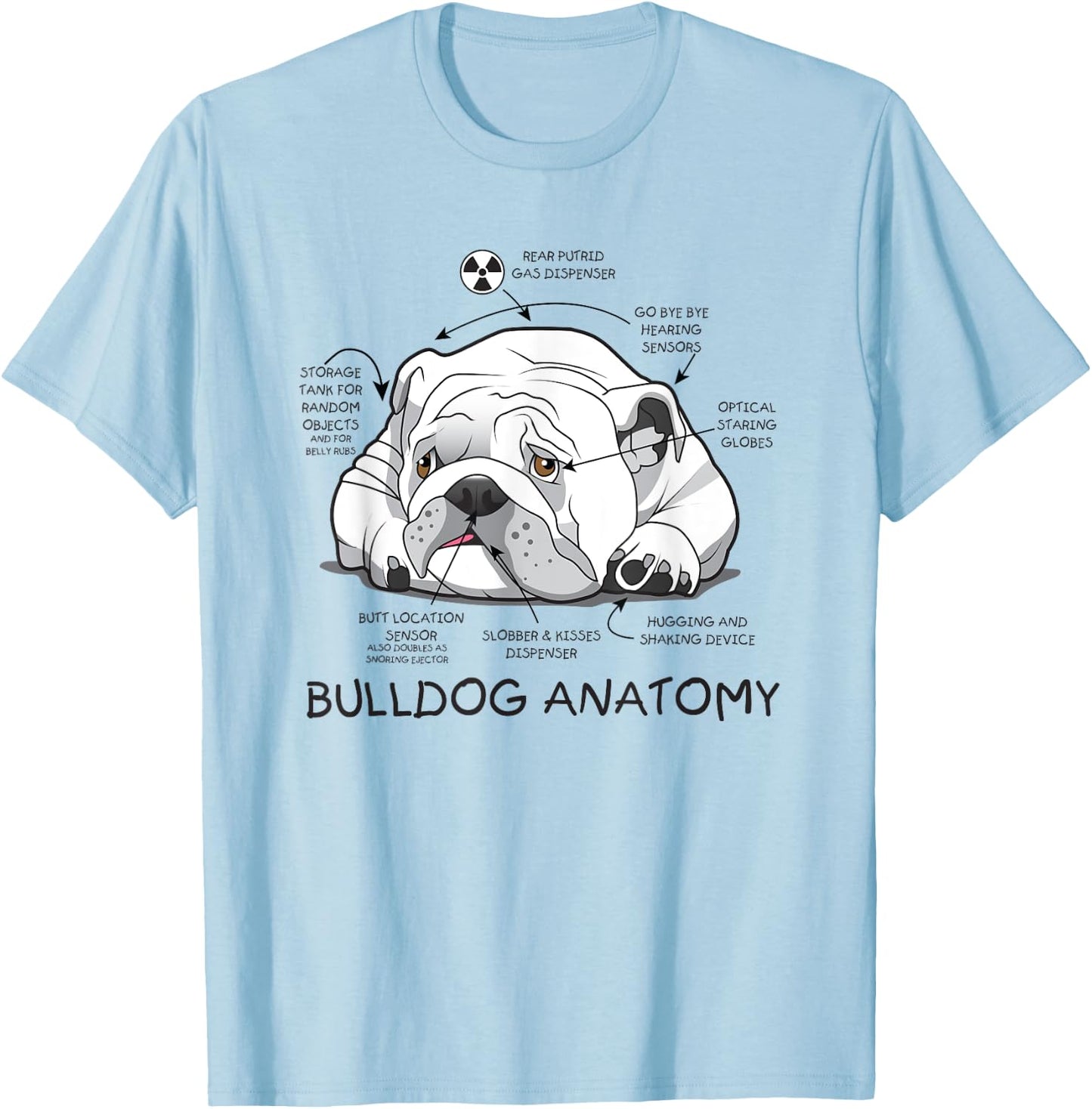 Funny Cute English Bulldog Anatomy Dog Biology Gift Men Women T-Shirt - T-Shirt | Light Blue