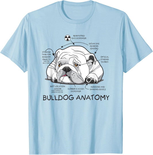 Funny Cute English Bulldog Anatomy Dog Biology Gift Men Women T-Shirt - T-Shirt | Light Blue
