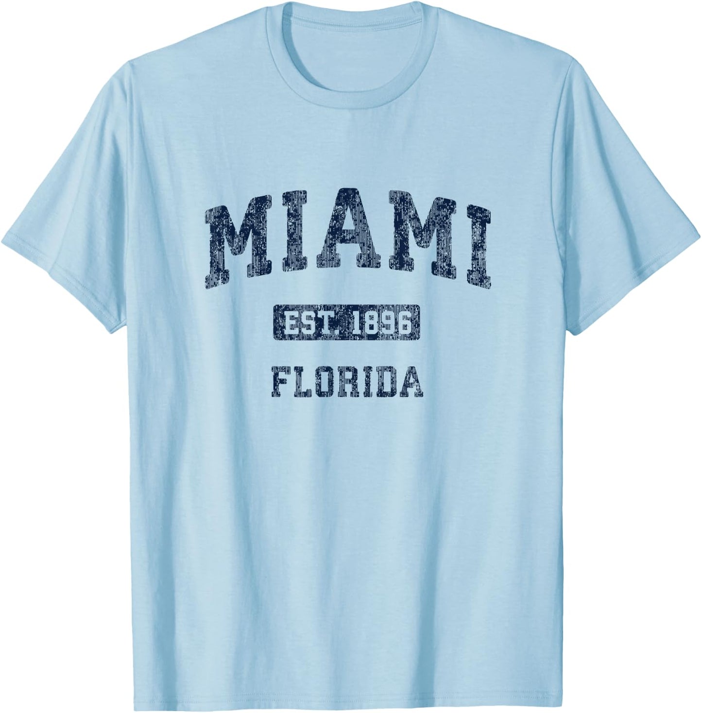 Miami Florida FL Vintage Athletic Sports Design T-Shirt - T-Shirt | Light Blue