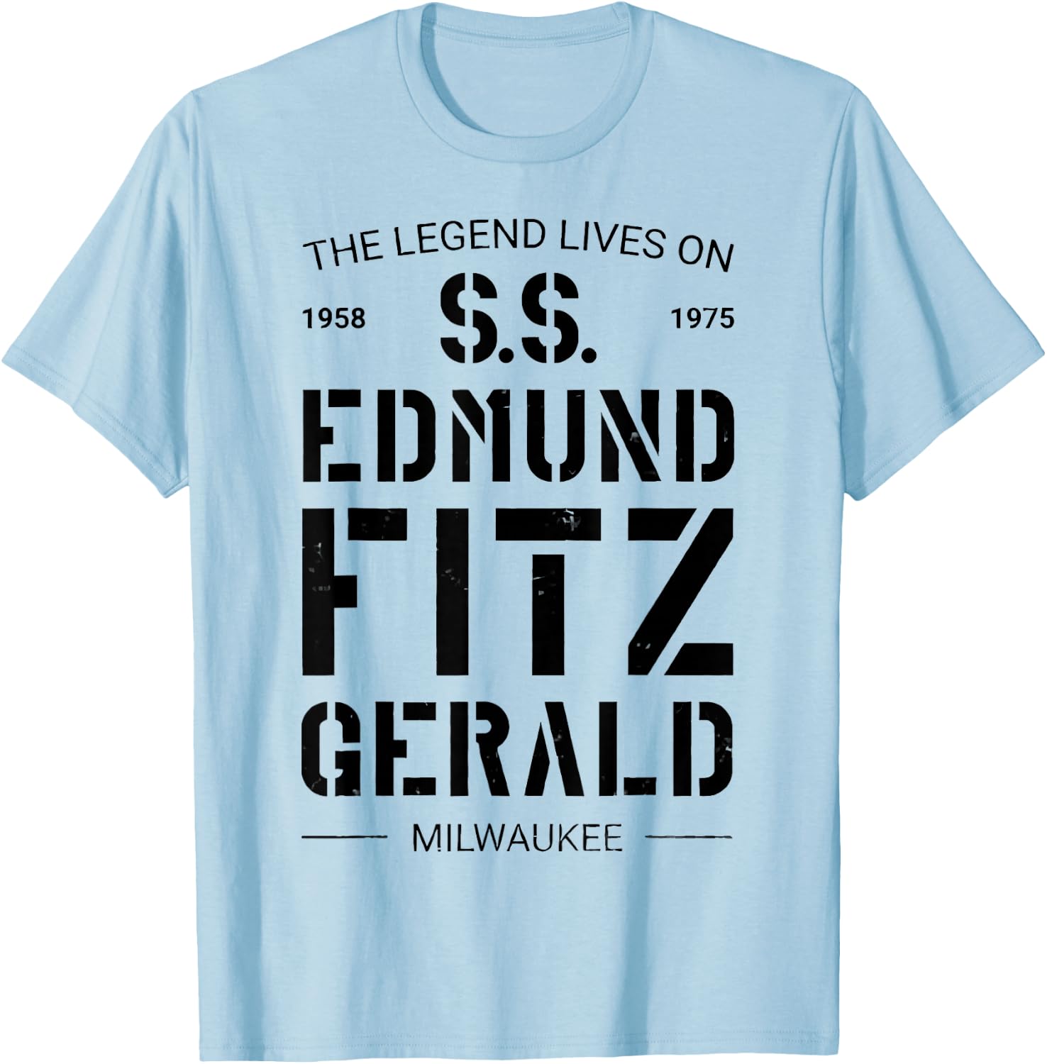 S.S. Edmund Fitzgerald Adult Classic Grey , Small, Short Sleeve, Round Collar, Polyester 100% T-Shirt - T-Shirt | Light Blue
