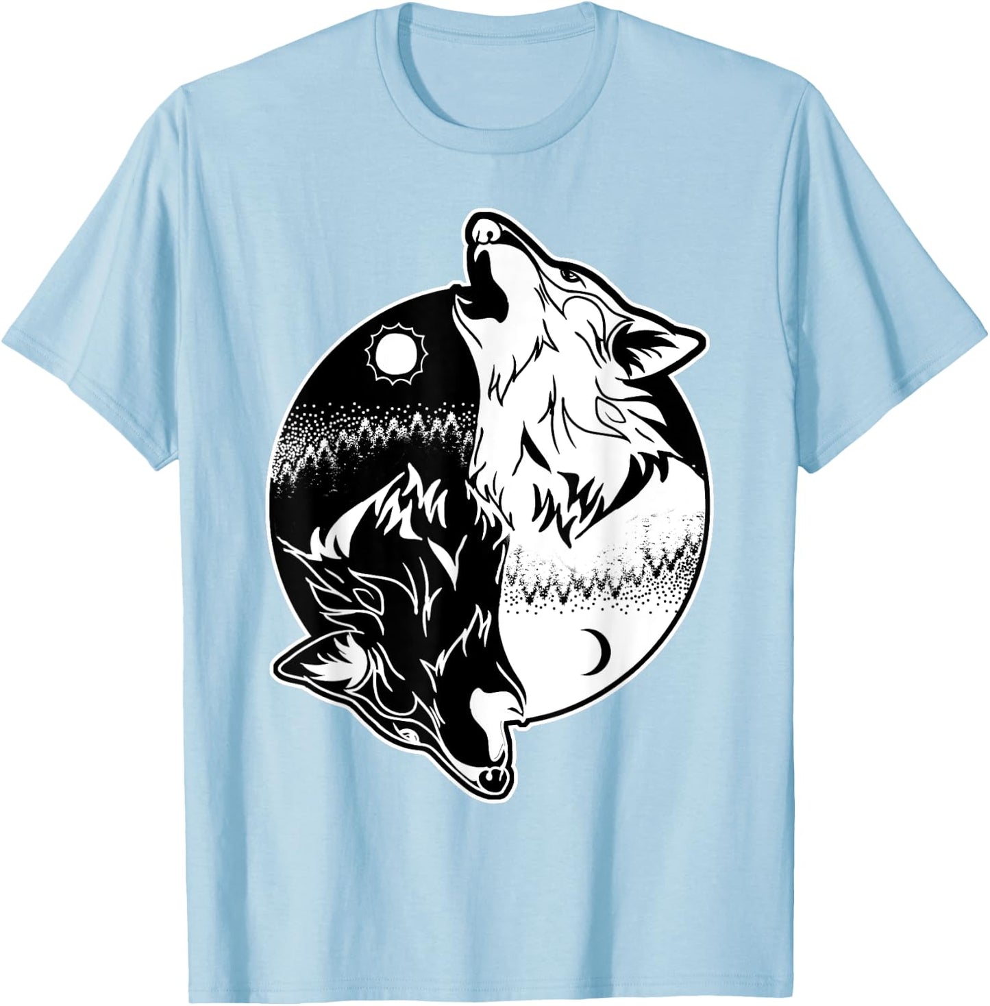 Wolf Yin Yang Shirt Yin Yang Shirt Skoll Wolf Shirt T-Shirt - T-Shirt | Light Blue