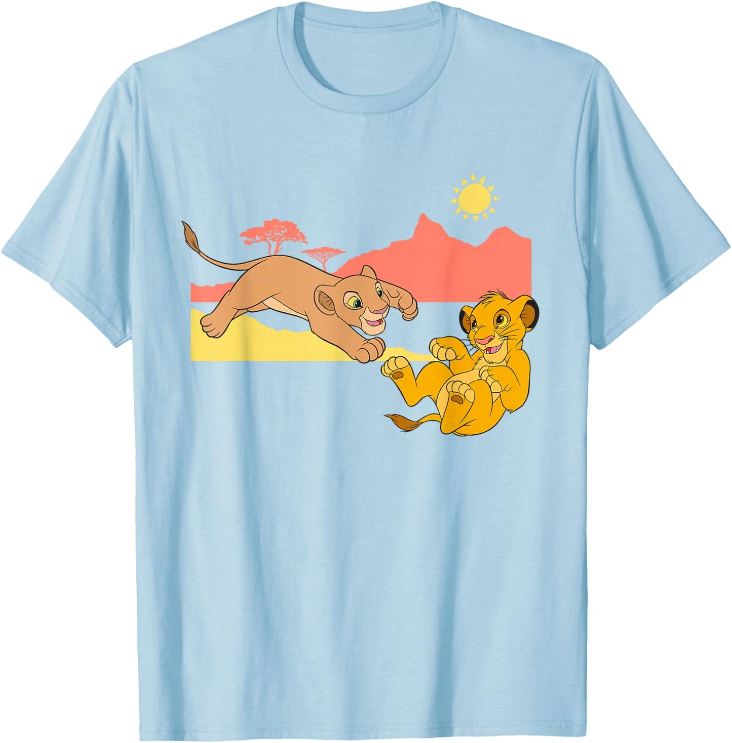 Disney The Lion King Young Simba Nala Playing T-Shirt - T-Shirt | Light Blue