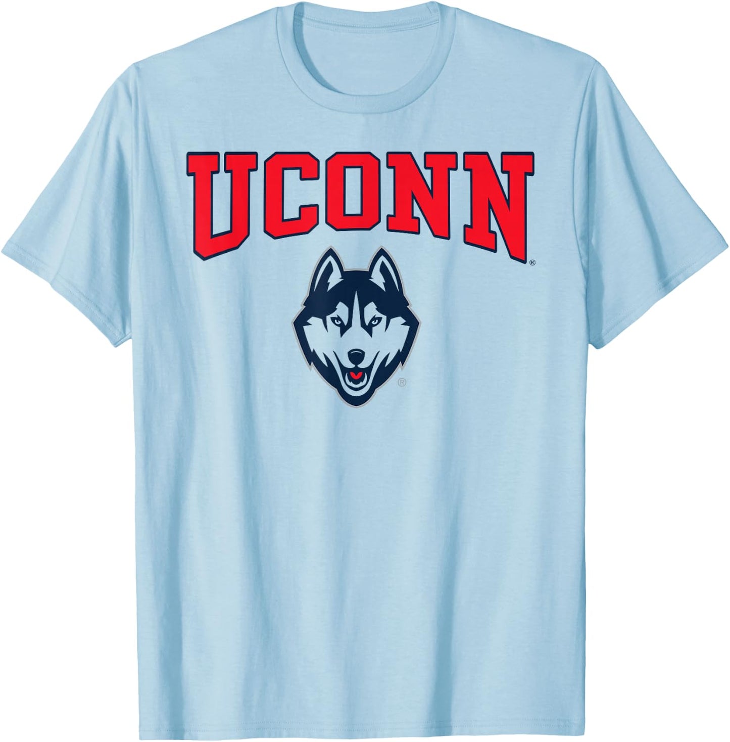 Elite Authentics Connecticut Huskies Arch Logo White -Adults & Kids T-Shirt - T-Shirt | Light Blue