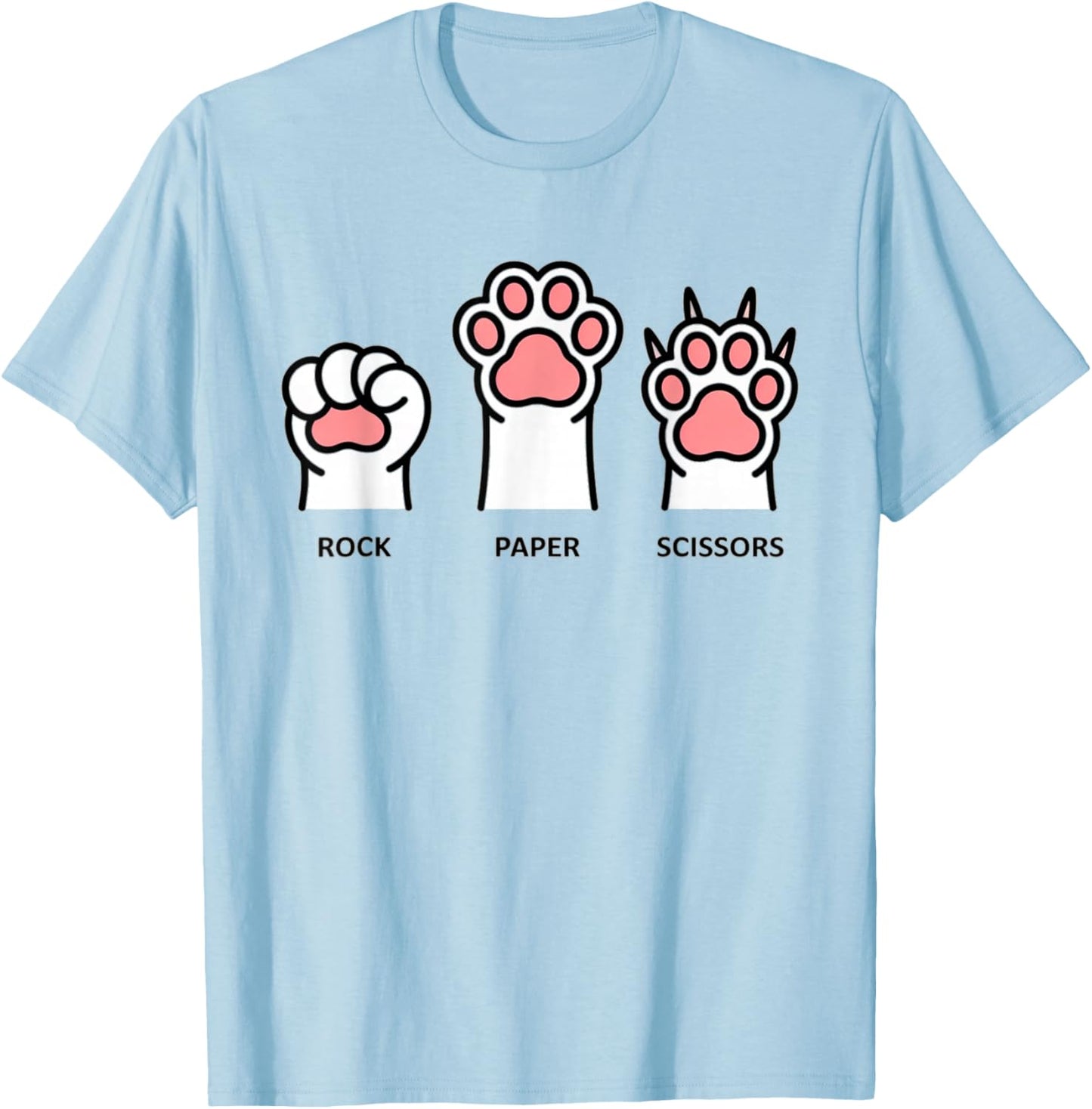 Dog Rock Paper Scissors Paw Funny T-Shirt - T-Shirt | Light Blue