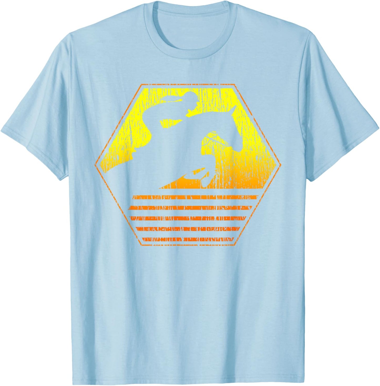 Show Jumping Retro Vintage Equestrian Horse T-Shirt - T-Shirt | Light Blue