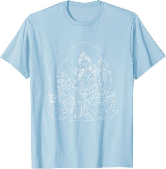Green Tara Tibetan Buddhism Meditation Deity Mantra T Shirt T-Shirt - T-Shirt | Light Blue