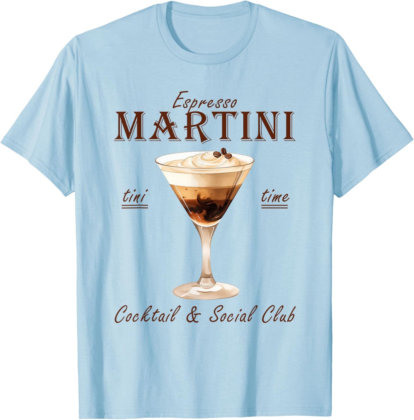 Espresso Martini Cocktail And Social Club T-Shirt - T-Shirt | Light Blue