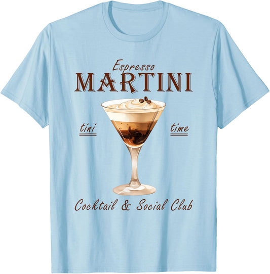 Espresso Martini Cocktail And Social Club T-Shirt - T-Shirt | Light Blue