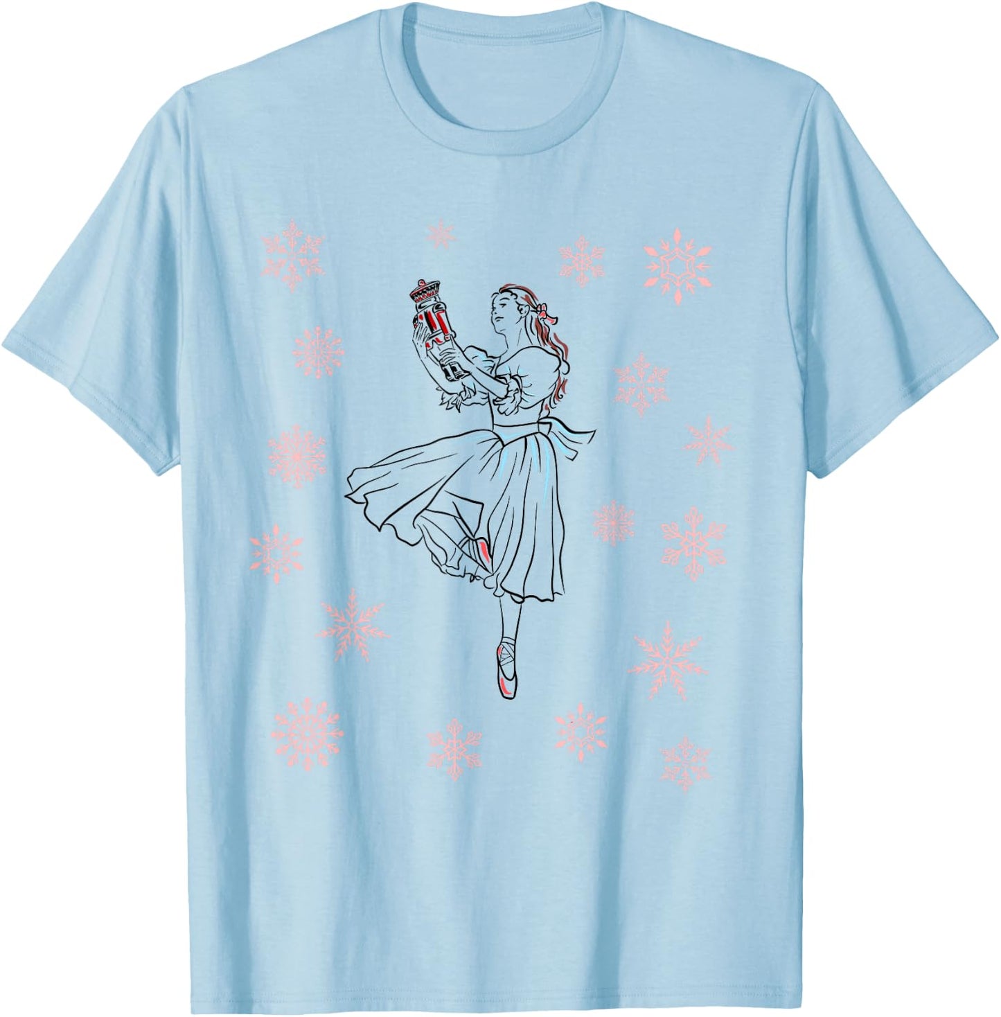 The Nutcracker Ballet and Clara Ballerina Christmas Dance T-Shirt - T-Shirt | Light Blue