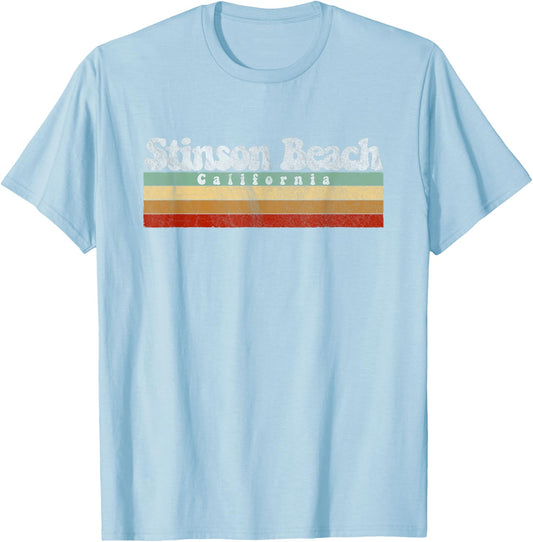 Vintage Retro 70s 80s Stinson Beach, CA Women Kids T-Shirt - T-Shirt | Light Blue