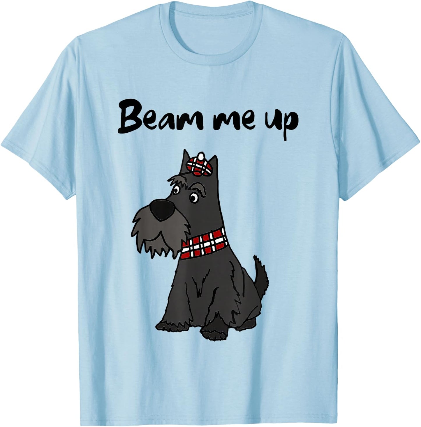Smileteesfunnya Funny Beam me up Scottie Dog Pun T-Shirt - T-Shirt | Light Blue
