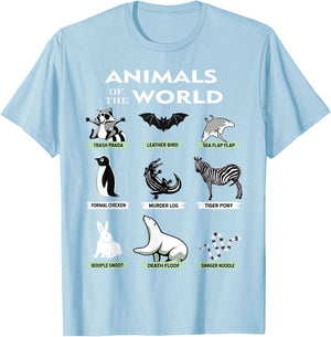 Animals Of The World Funny Animal Real Names T-Shirt - T-Shirt | Light Blue