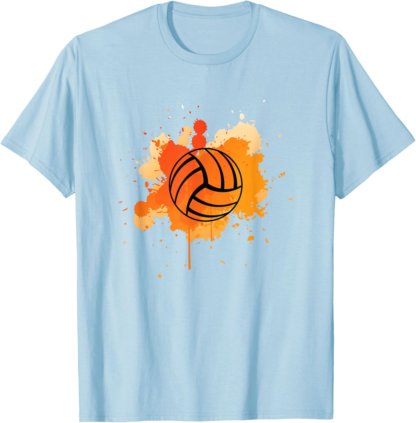 Cute Orange Graphic Art Volleyball Player Team T-Shirt - T-Shirt | Light Blue