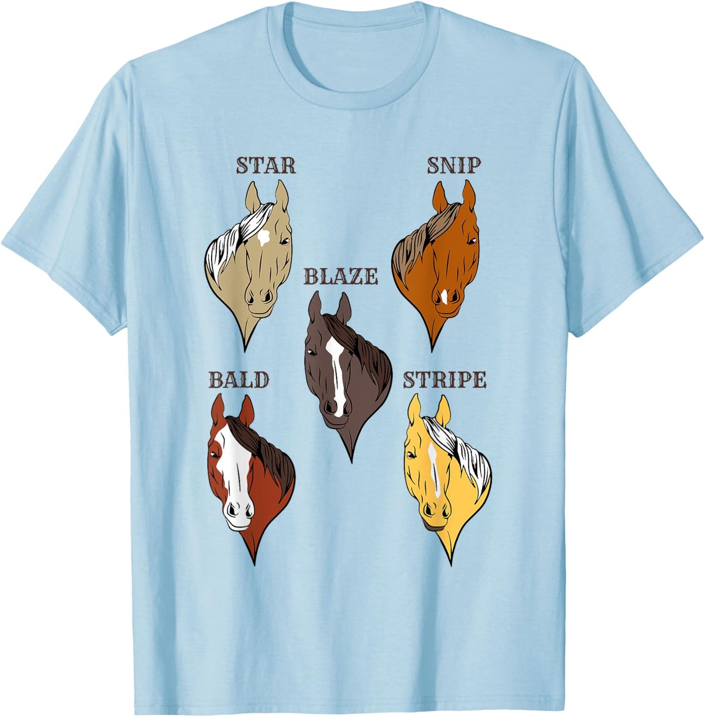 Horse Face Breed Markings T-Shirt - T-Shirt | Light Blue
