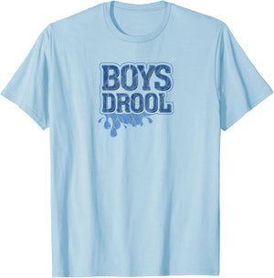 Boys Who Drool Retro Distressed Humor Graphic T-Shirt - T-Shirt | Light Blue