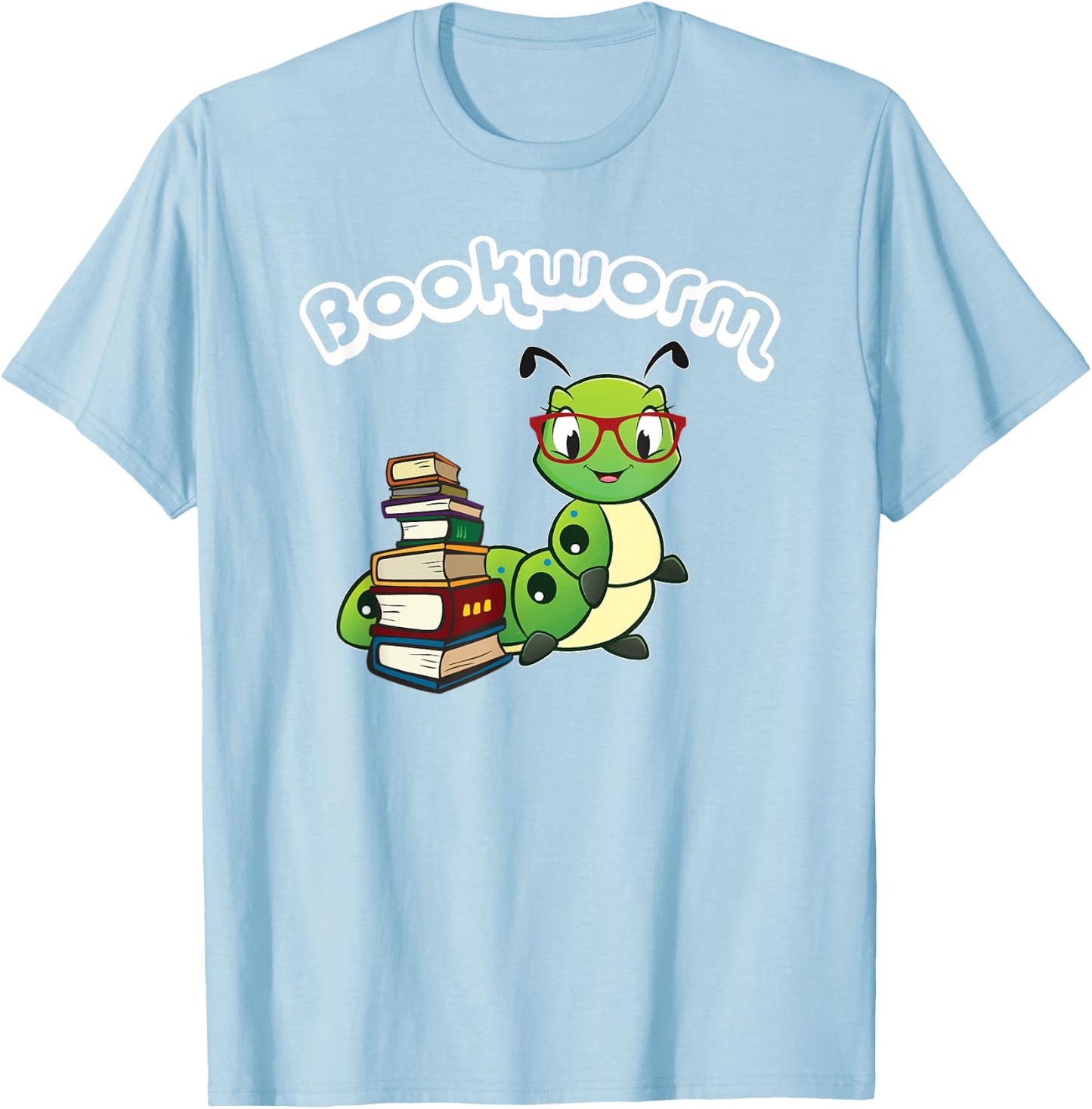 Cute Kids Kawaii Bookworm Reading Lover T-Shirt - T-Shirt | Light Blue