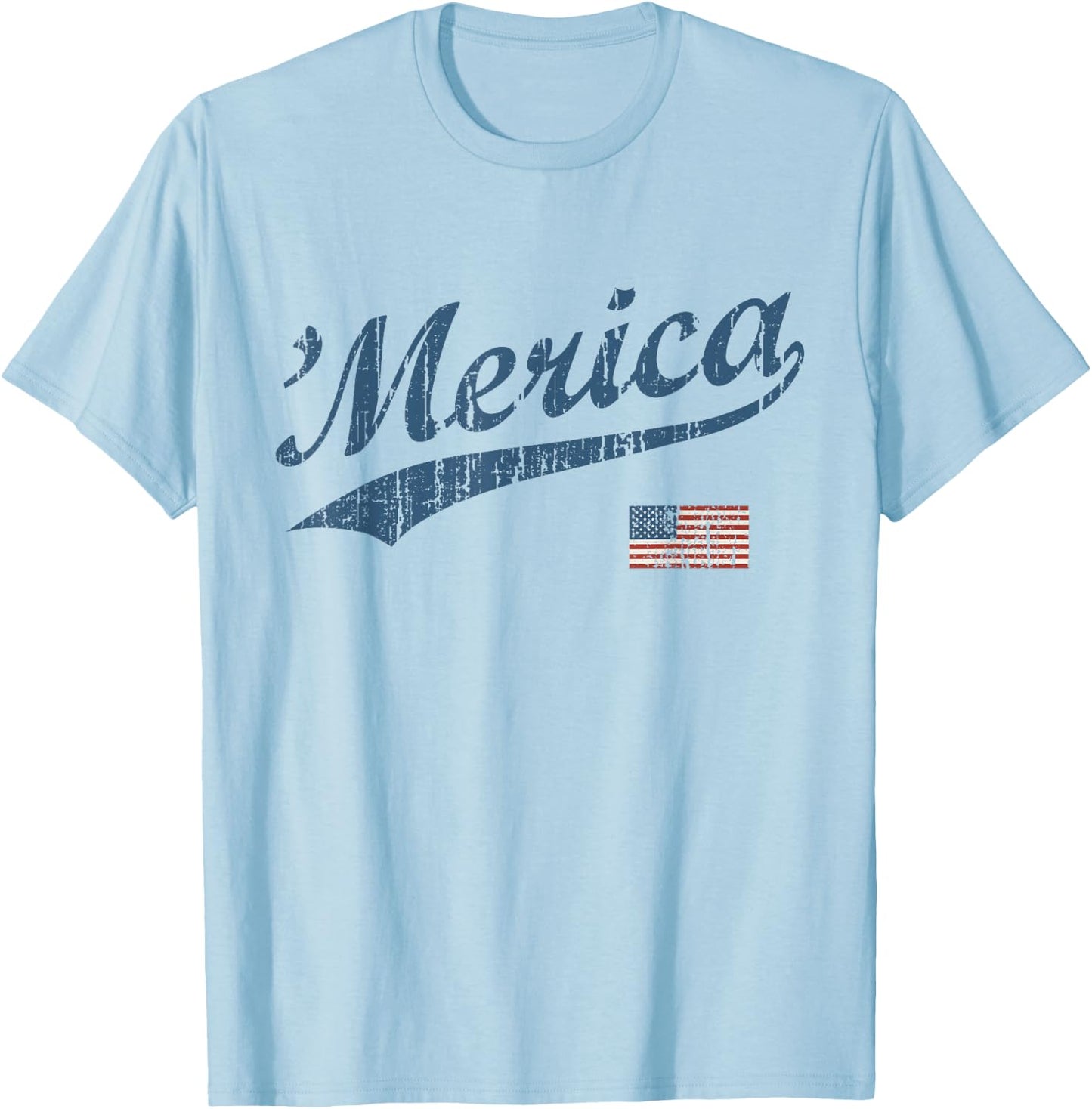 Vintage Team 'Merica 4th of July Patriotic T-Shirt - T-Shirt | Light Blue