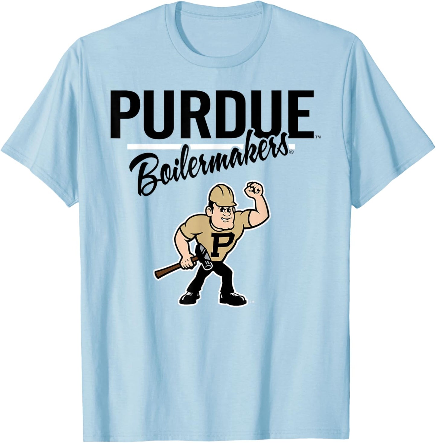 Purdue Boilermakers Mascot Gray Officially Licensed T-Shirt - T-Shirt | Light Blue