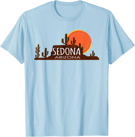 Sedona, Arizona Retro Vintage Sunset T-Shirt - T-Shirt | Light Blue
