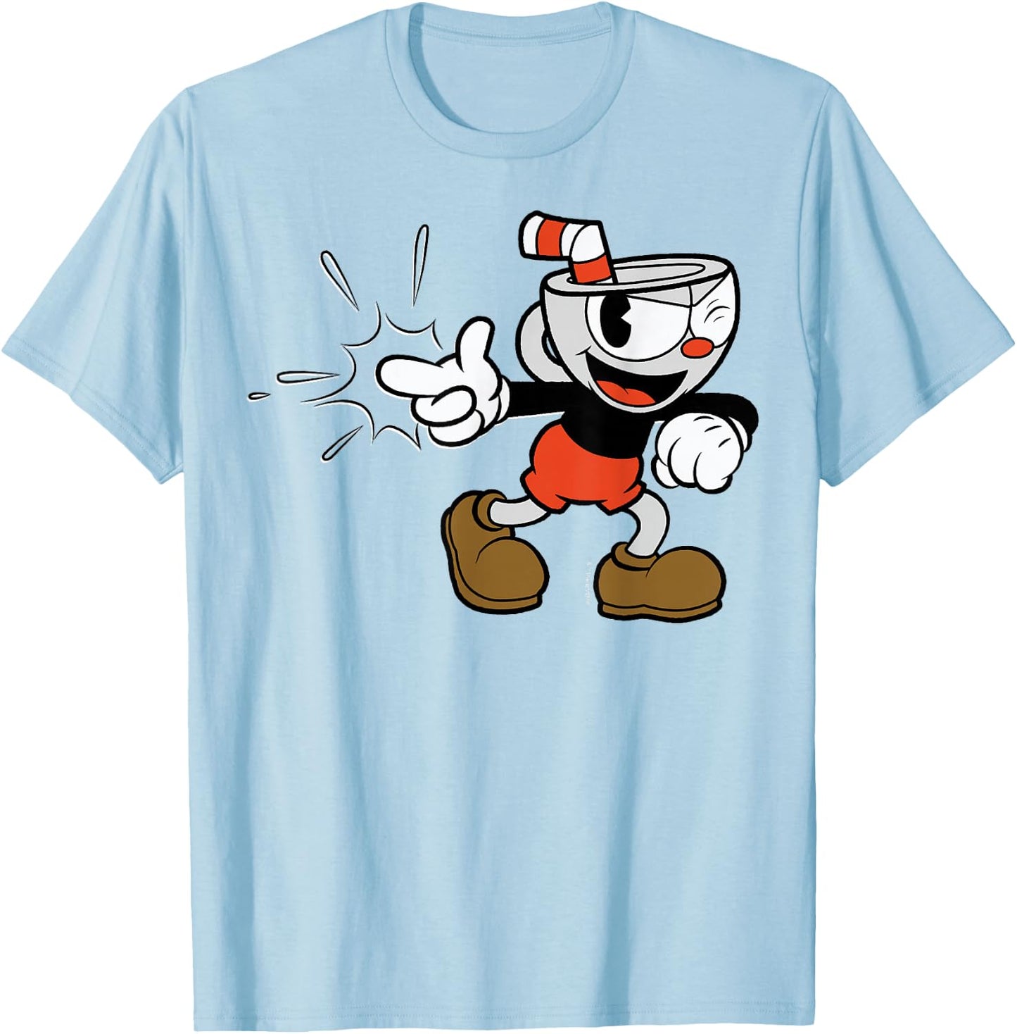 Cuphead Classic Wink with A Snap T-Shirt - T-Shirt | Light Blue