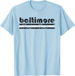 Baltimore Maryland Retro Vintage Weathered T-Shirt - T-Shirt | Light Blue