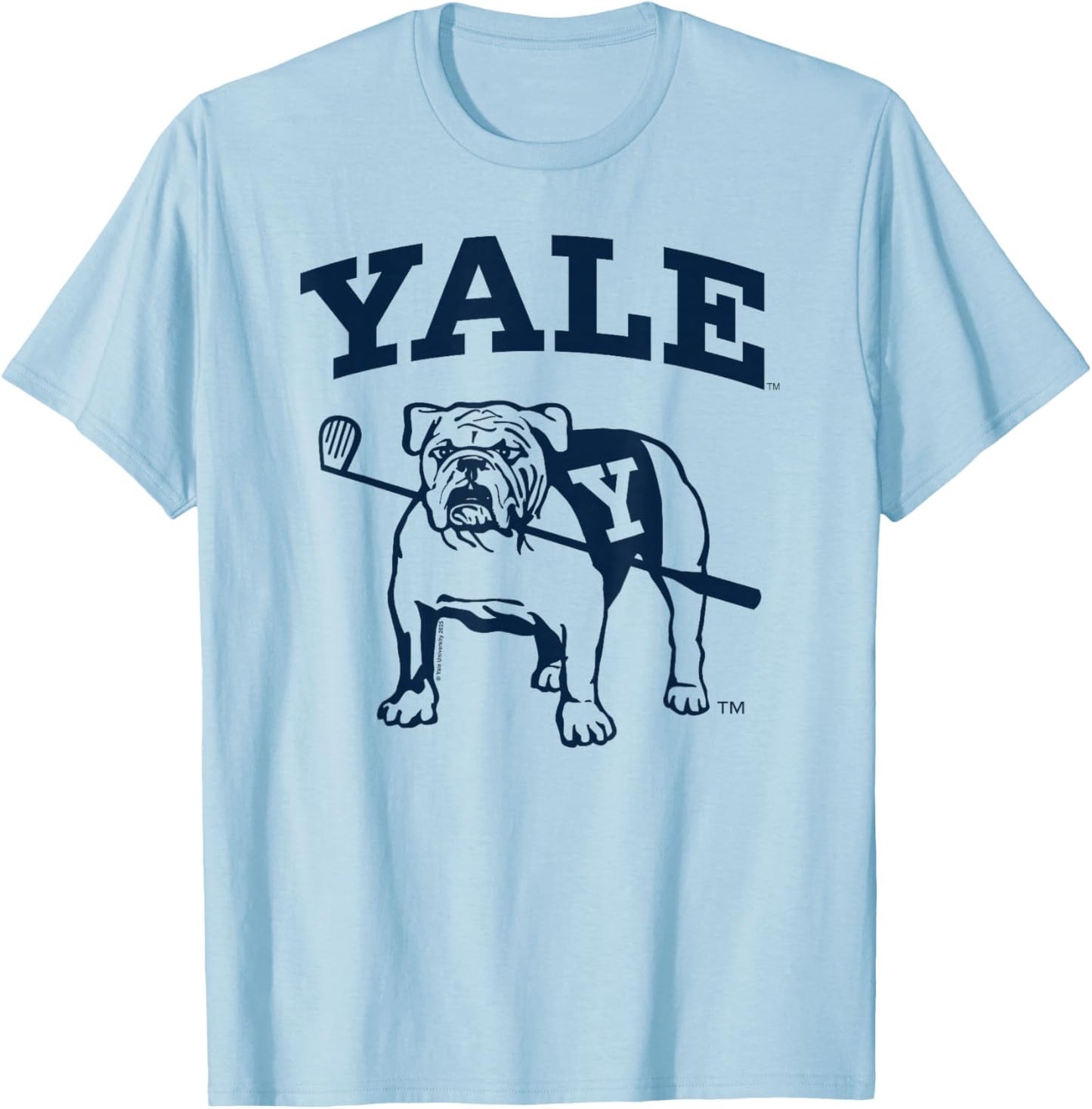 Yale University Line Art Bulldog Handsome Dan Playing Golf T-Shirt - T-Shirt | Light Blue