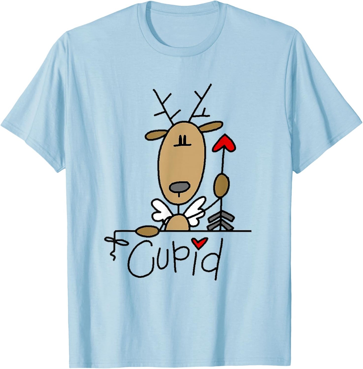 Cupid Reindeer Christmas Holiday T-Shirt - T-Shirt | Light Blue