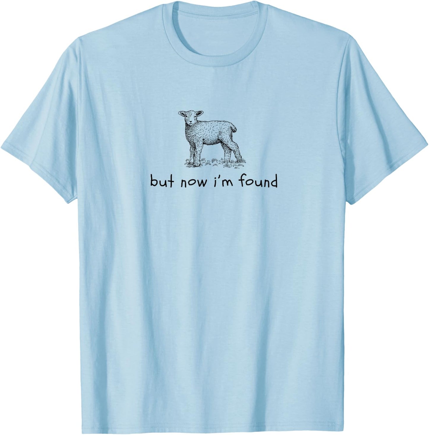 But Now I'm Found Lamb Sheep Minimalistic Christian T-Shirt - T-Shirt | Light Blue