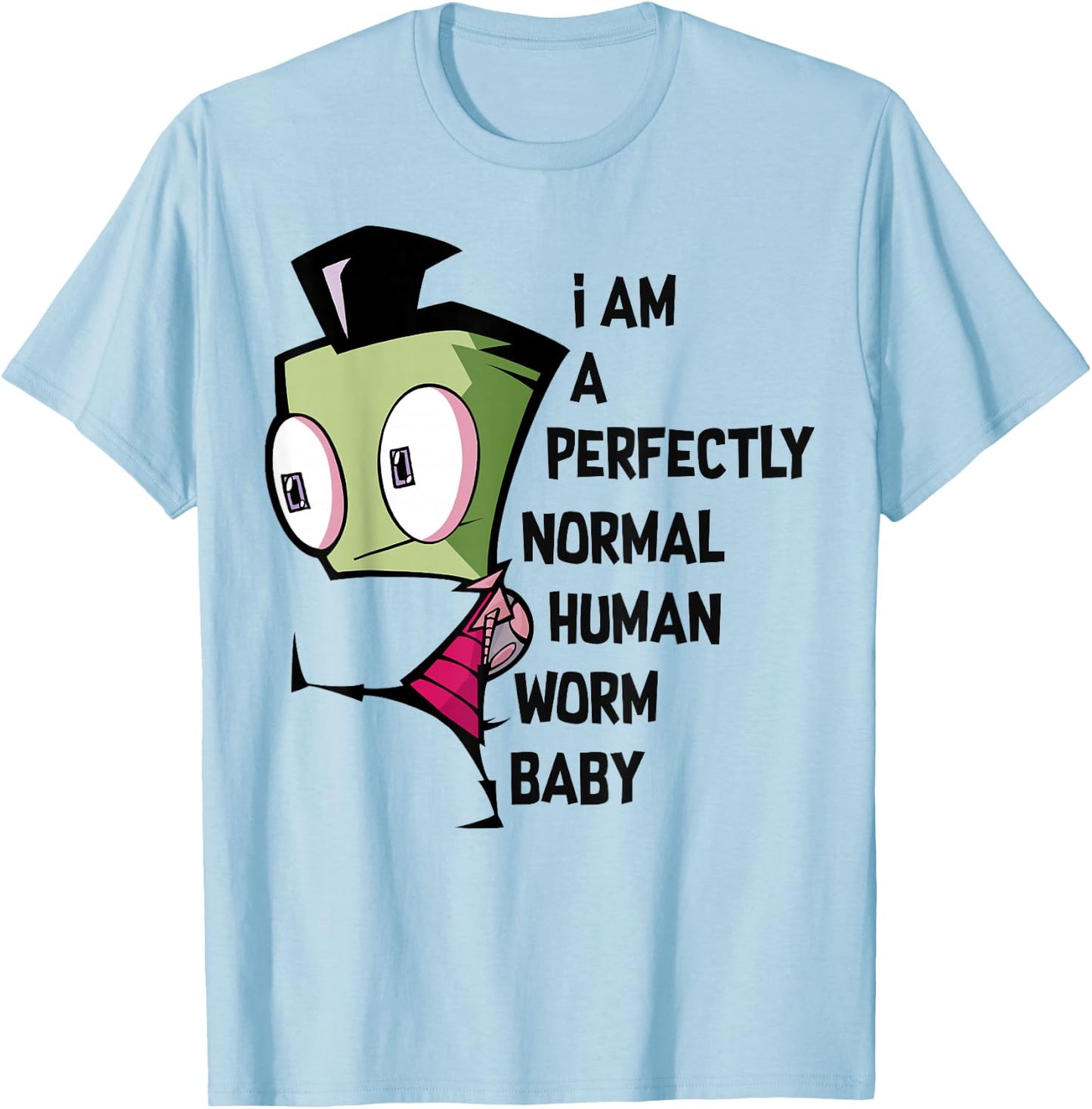 Invader Zim I Am Perfectly Normal Human Worm Baby Portrait Small T-Shirt - T-Shirt | Light Blue