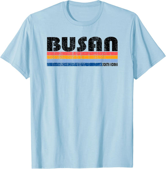 Vintage 70s 80s Style Busan, South Korea T-Shirt - T-Shirt | Light Blue