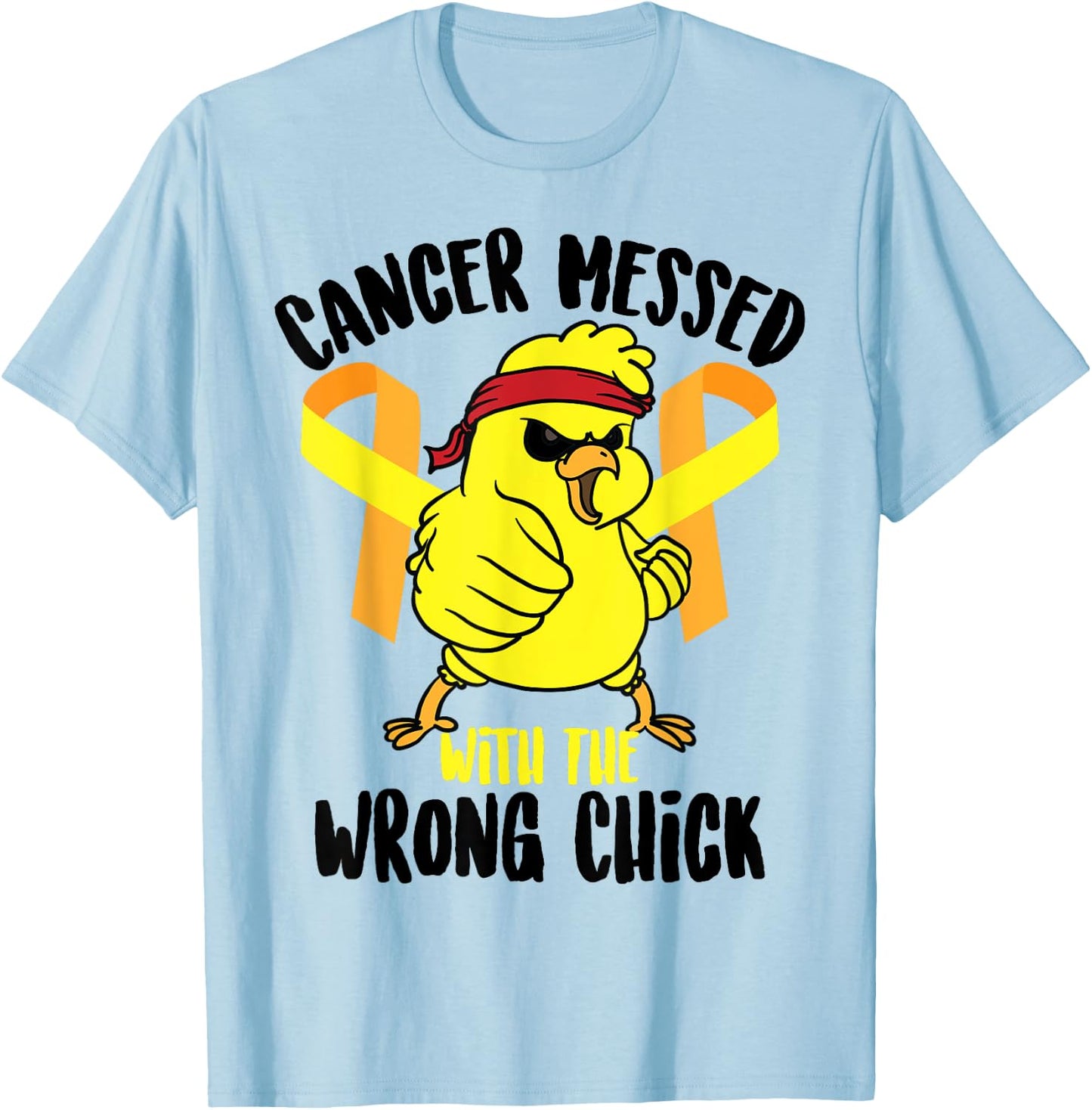 Cancer Messed With The Wrong Chick Survivor Shirt Funny Gift T-Shirt - T-Shirt | Light Blue
