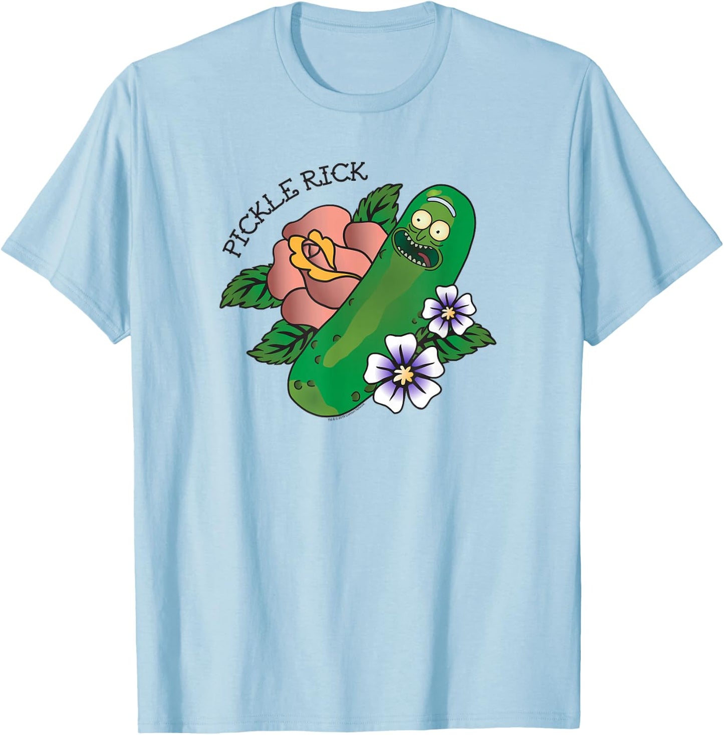 Rick and Morty Pickle Rick Tattoo T-Shirt - T-Shirt | Light Blue