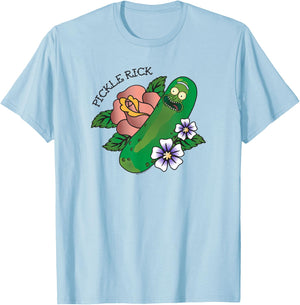 Rick and Morty Pickle Rick Tattoo T-Shirt - T-Shirt | Light Blue