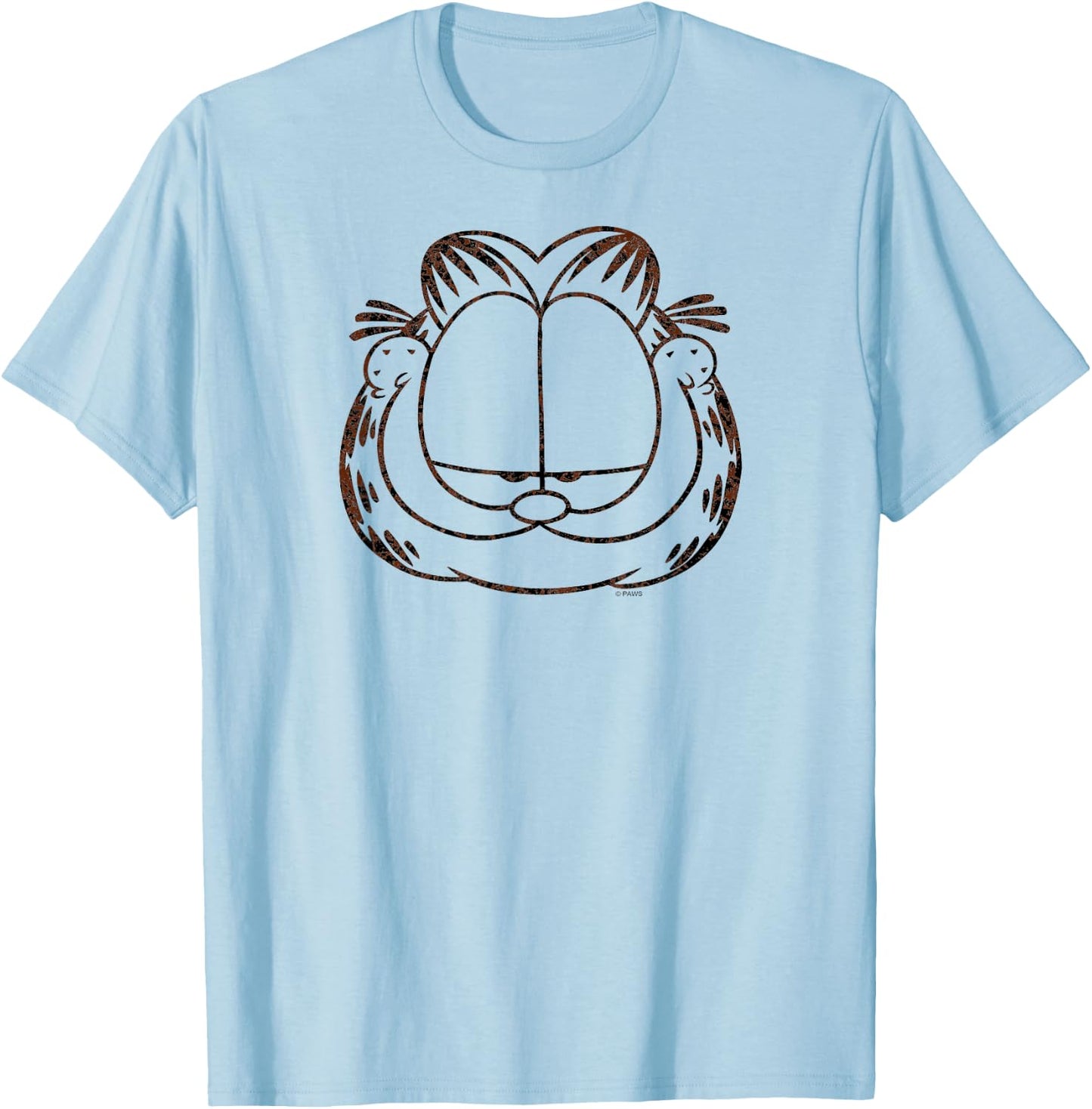 Garfield Smirking Distressed T-Shirt - T-Shirt | Light Blue