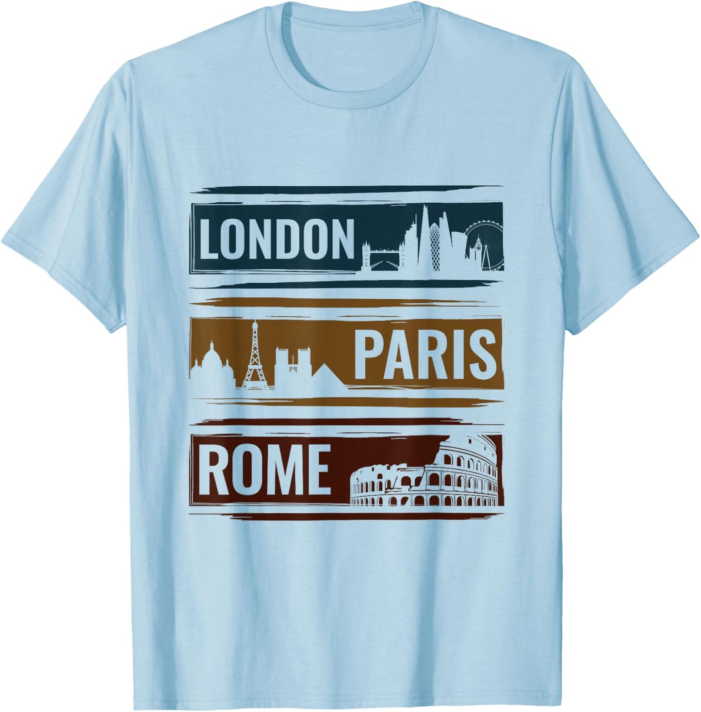London Paris Rome - Travel World Traveler T-Shirt - T-Shirt | Light Blue