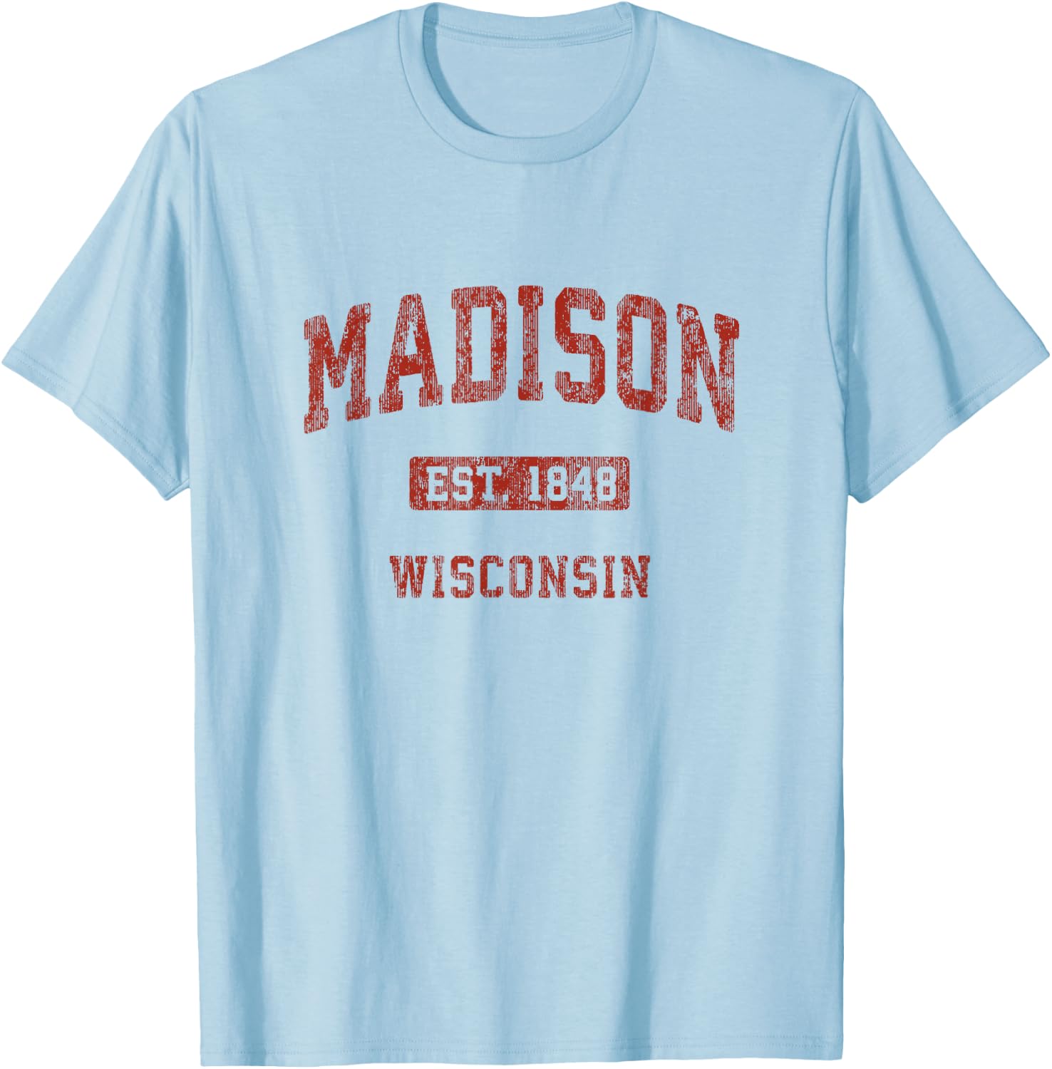 Madison Wisconsin WI Vintage Athletic Sports Design T-Shirt - T-Shirt | Light Blue