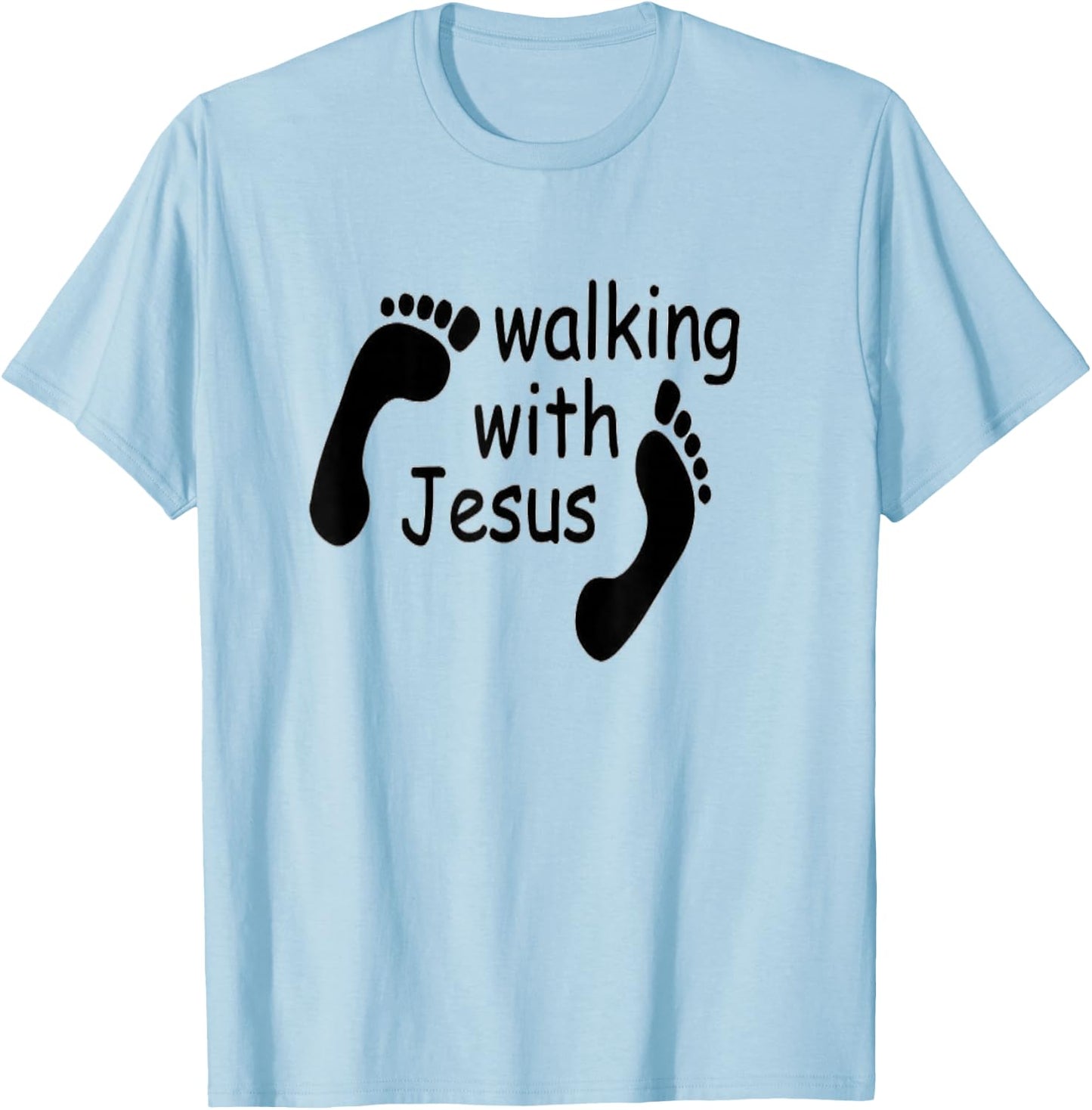 Walking with Jesus, Superhero God Love T-Shirt - T-Shirt | Light Blue