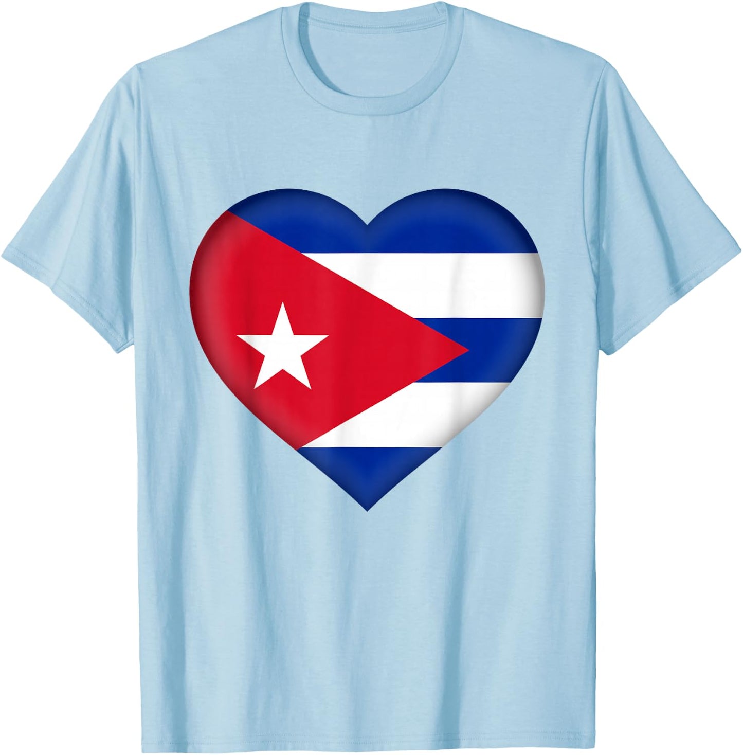 National Pride Country Roots Retro Gift | I Love Cuba | Cuban Flag Heart Outfit - Adults - White - Short Sleeve - Small - Classic Fit - Cotton - Machine Wash T-Shirt - T-Shirt | Light Blue