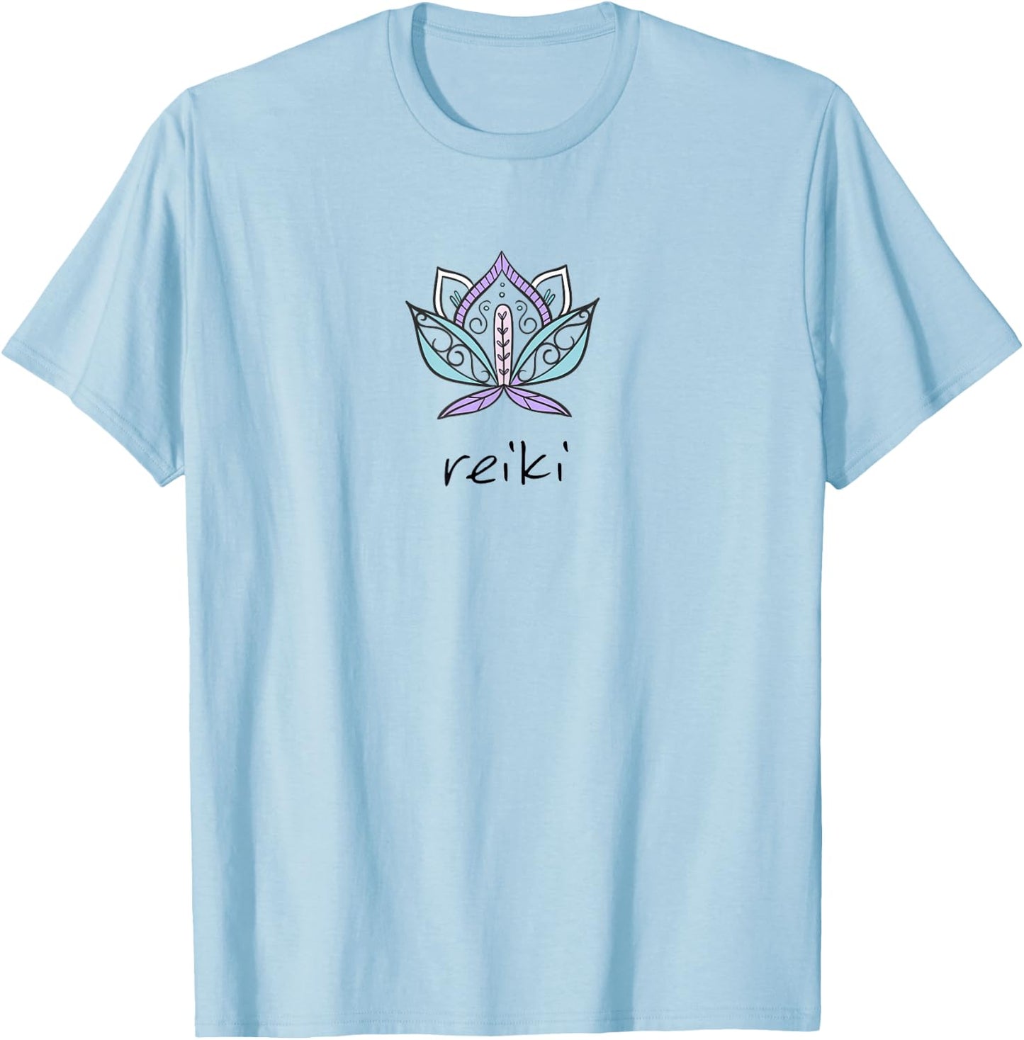 Cute Reiki T Shirt Lotus Healing Energy Spiritual Shirt T-Shirt - T-Shirt | Light Blue